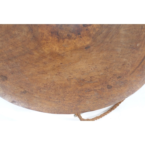 311B - A POLYNESIAN KAVA HARDWOOD BOWLwith coconut fibre sennit cord and cowrie shells, surrounding a deep ... 