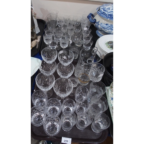 259 - Assorted cut glass and crystal drinking glasses including Edinburgh