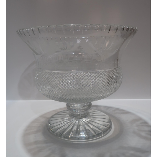 292 - A large Edinburgh crystal thistle shaped and cut glass bowl on knopped stem and foot, 26cm high x 30... 