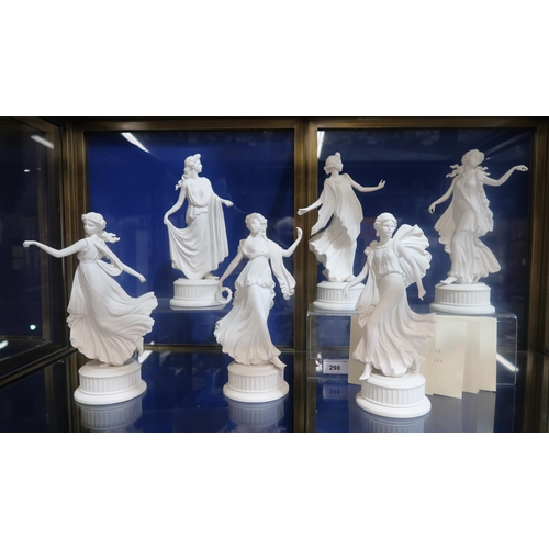 298 - A collection of six Wedgwood Dancing Hours figures, commissioned for Compton and Woodhouse, five wit... 