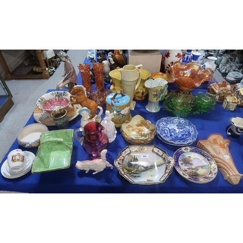 304 - A large collection of decorative ceramics and glass including Maling dish, Carter Stabler Adams dish... 