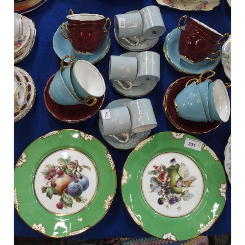 331 - Six Hammersley dessert plates decorated with fruits, together with assorted tea and coffee wares