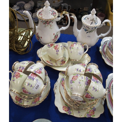 332 - A Roslyn China hand painted teaset together with Royal Albert Cottage Garden and Brigadoon coffee po... 