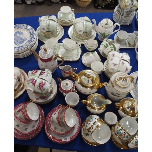 336 - Assorted teawares to include Paragon, Tuscan Maytime, Japanese gilded set, Clare etc