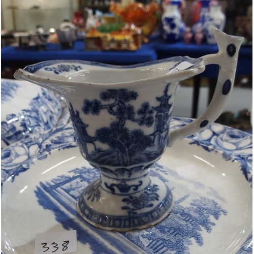 338 - A set of blue and white transfer printed plates marked H Brown, Clare Hall, matching tureens and a c... 