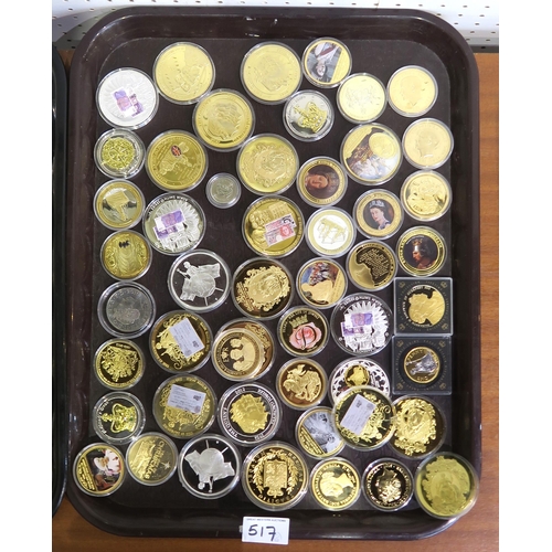 517 - COMMEMORATIVE COINS a large collection of mostly gold plated and silver plated commemorative coins, ... 