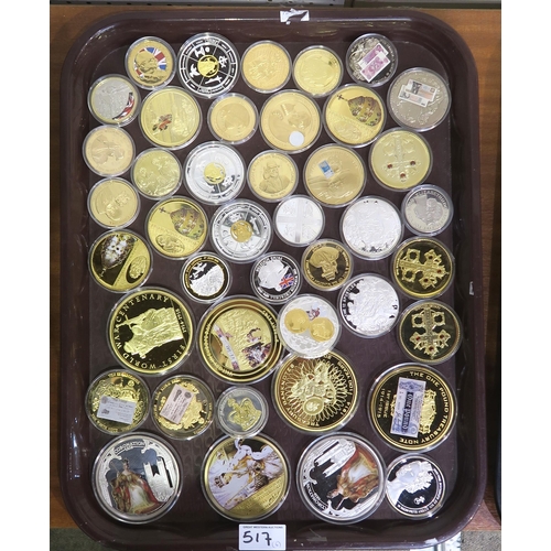 517 - COMMEMORATIVE COINS a large collection of mostly gold plated and silver plated commemorative coins, ... 