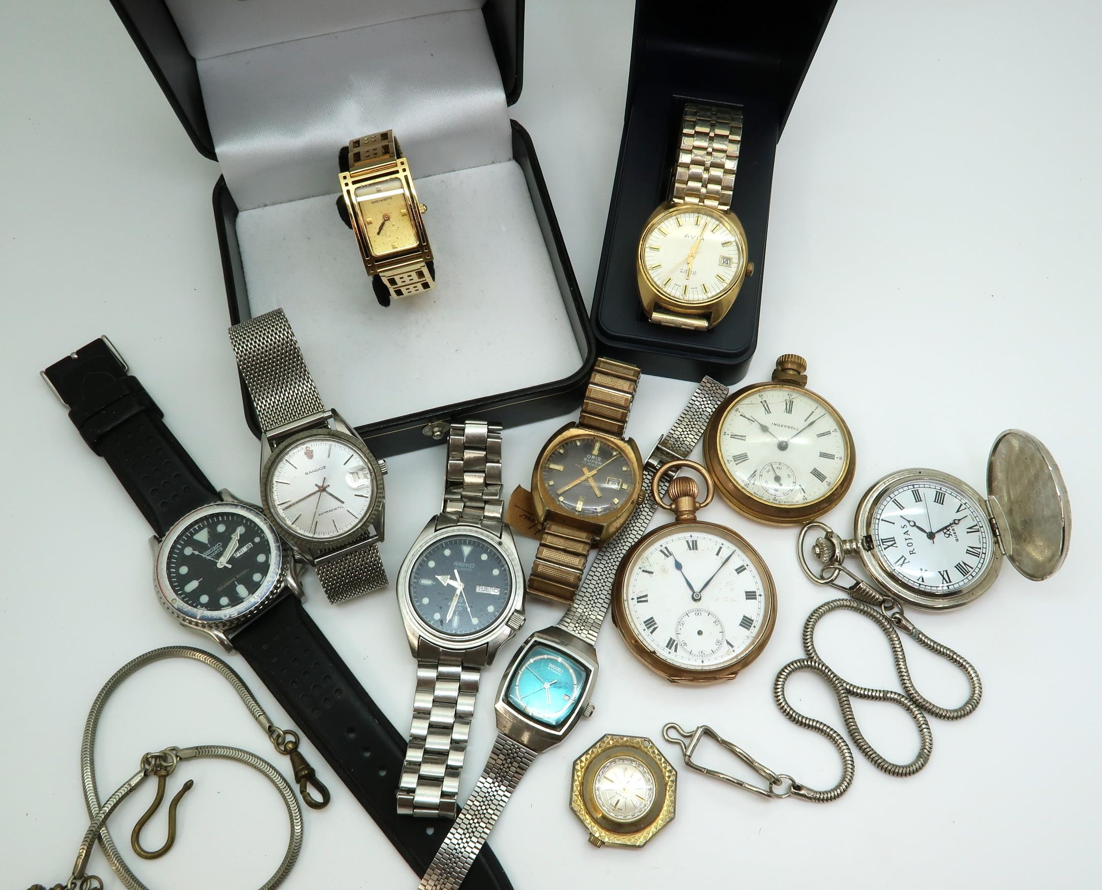 Three Seiko vintage watches Three pocket watches and a collection