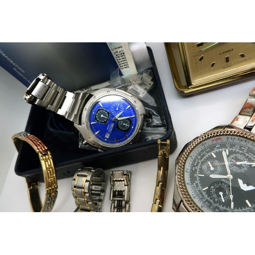 A Spezial brand Masonic watch a Seiko with a blue dial Sekonda