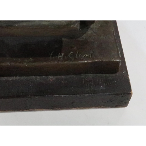 1003 - J.H. CLARKPAESANT WOMAN WITH CARRIAGEBronze on wooden plinth, signed, 18 x 31 x 13.5 cm... 