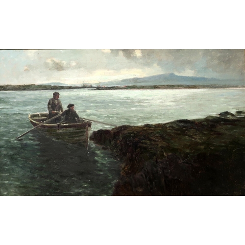 903 - PLEASE NOTE: ATTRIBUTED TO COLIN HUNTER Rowing ashore, signed, oil on canvas, 40 x 64cm... 