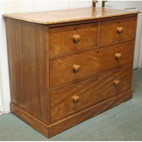 33 - A late Victorian pine two short over two long chest of drawers on plinth base, 80cm high x 101cm wid... 