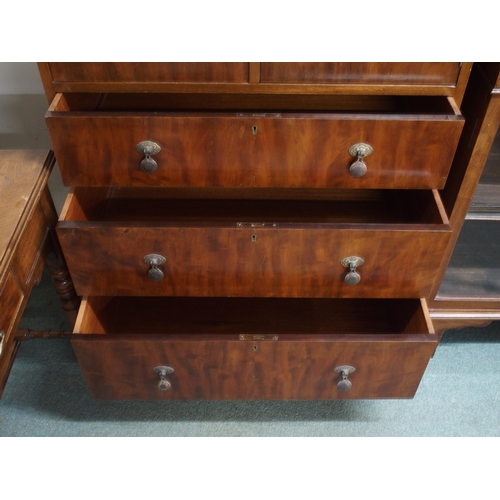 42 - An early 20th century mahogany bedroom tallboy chest with pair of cabinet doors over three drawers o... 