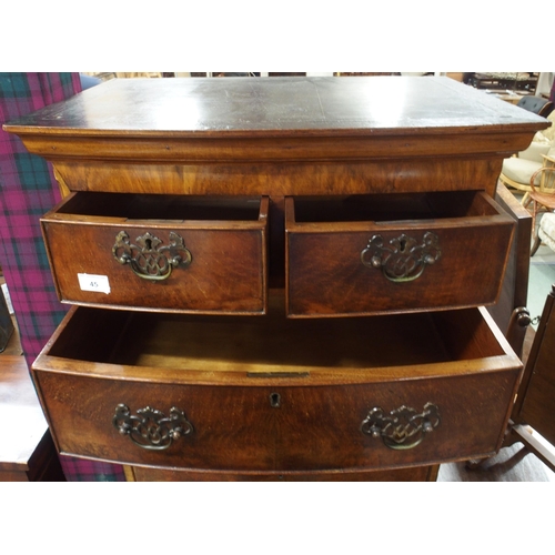 45 - A 20th century mahogany chest on chest with moulded cornice over two short over three long drawers o... 