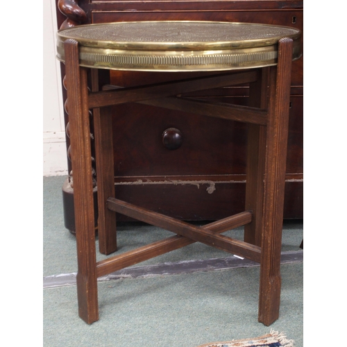 62 - A lot comprising Edwardian two tier occasional table over painted with floral motifs and a brass top... 