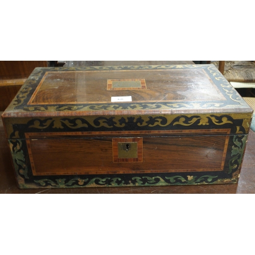 68 - A Victorian rosewood veneered writing slope and a dome top chest (2)