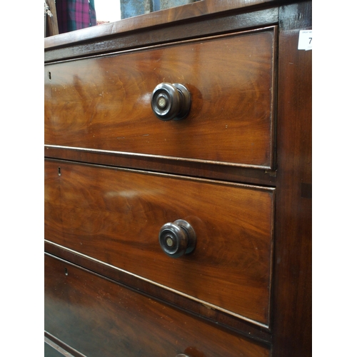 72 - A Victorian mahogany three drawer chest, 89cm high x 124cm wide x 51cm deep