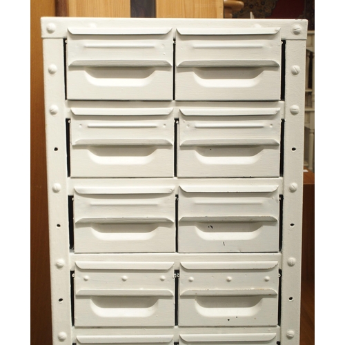 78 - A contemporary painted steel storage chest with eighteen short over one long drawer, 107cm high x 34... 