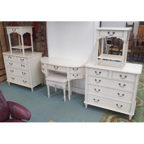 83 - A contemporary Laura Ashley Home bedroom suite comprising bow fronted dressing table, 77cm high x 12... 