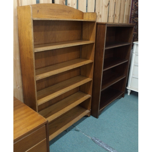 85 - A 20th century oak open bookcase, 127cm high x 76cm wide x 18cm deep and another stained oak open bo... 