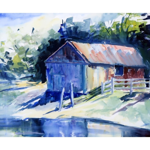 1000A - CONSTANCE HENRY (SCOTTISH CONTEMPORARY)WOOD COTTAGEWatercolour, signed lower right, 40 x 47cm... 