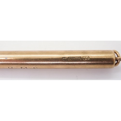 2778 - AN ASPREYS PROPELLING PENCILmade in 9ct gold with full Asprey's hallmarks for 1928, engraved with mo... 