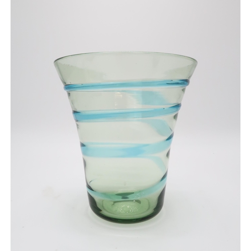 2200 - BARNABY POWELL (1891-1939) FOR WHITEFRIARSA pale blue and green swirl vase, of flaring form, 21cm hi... 