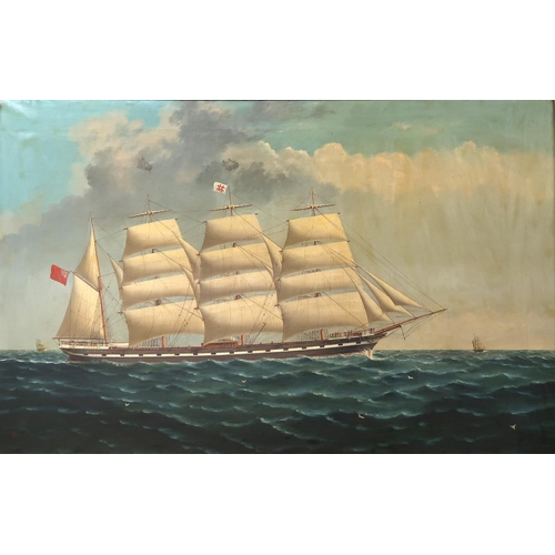 2982 - A*M* c1900SHIP PORTRAIT OF THE 'EUPHRATES' AT FULL SAILOil on canvas, signed with monogram lower lef... 