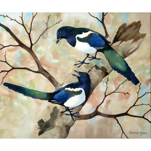 2994 - RALSTON GUDGEON RSW (SCOTTISH 1910-1984)MAGPIES (1973)Watercolour, signed lower right, 49 x 59cm (19... 