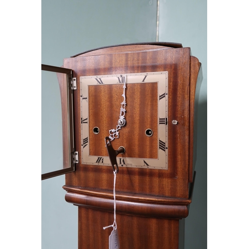 10 - A 20th century mahogany cased Enfield Clock Co grandmother clock, 142cm high 