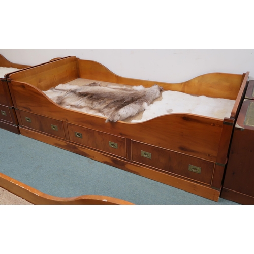 111 - A lot of two 20th century cabin single beds with three drawers on plinth bases, 62cm high x 193cm lo... 