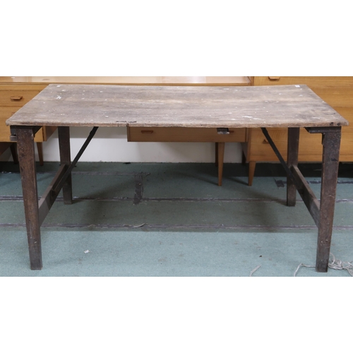 124 - A 20th century folding trestle table, 76cm high x 152cm long x 84cm deep