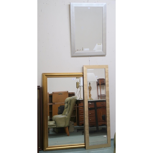 125 - A lot of three assorted contemporary wall mirrors, one 116cm x 90cm, two 76cm x 54cm and three 127cm... 