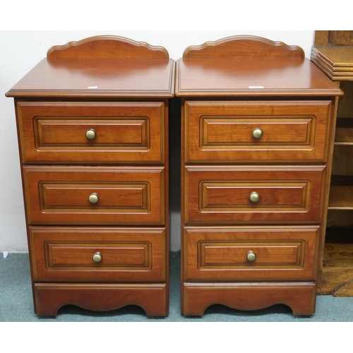 130 - A pair of 20th century three drawer bedside cabinet, 81cm high x 45cm wide x 46cm deep