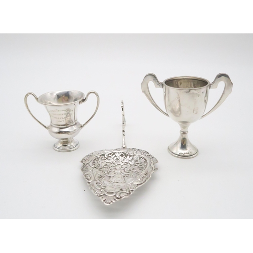 353 - Two silver presentation trophy cups, one from the Renfrewshire Canine Club, by James Walter Tiptaft,... 