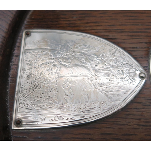 379 - A silver mounted wooden salver, Glasgow 1885, the central roundel engraved 'Presented to Provost Rob... 