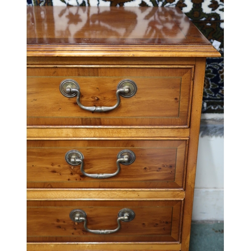 38 - A 20th century reproduction bank of drawers with three drawers over three pairs of drawers on bracke... 