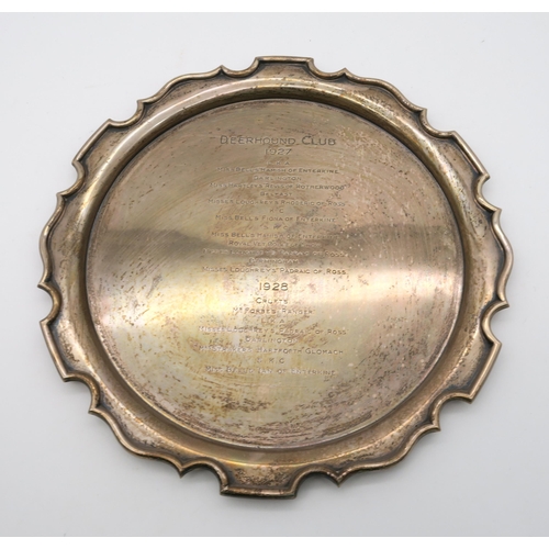 382 - Of Deerhound Interest; a silver salver, by Cooper Brothers & Sons, Sheffield 1922, inscribed 'De... 