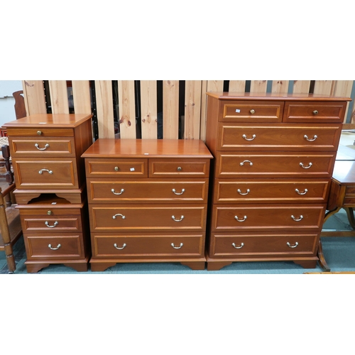 65 - A lot comprising assorted Stag bedroom furniture comprising two over five chest of drawers, 124cm hi... 