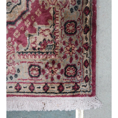 79 - A pink ground Mandalay jute rug with cream lozenge design and cream border, 183cm long x 122cm wide&... 