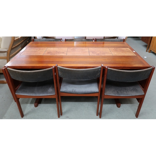 97 - A mid 20th century Danish teak Gangso Mobler extending dining table with tile inset top and leaves, ... 