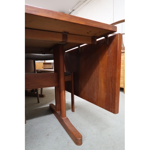 97 - A mid 20th century Danish teak Gangso Mobler extending dining table with tile inset top and leaves, ... 