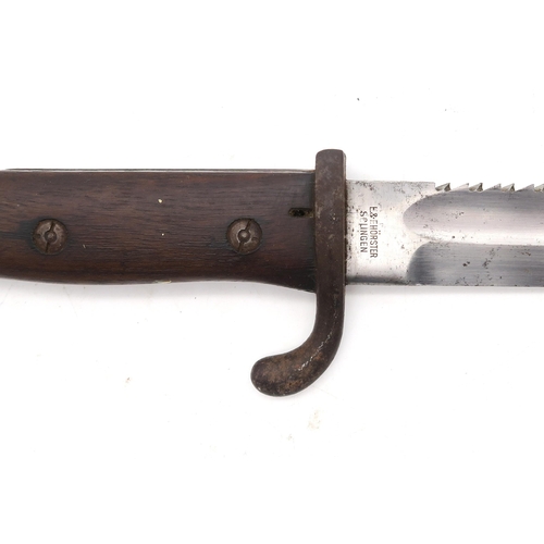 438 - An Imperial German KS98 sawback bayonet by E&F Horster, Solingen, the blade measuring approx. 25... 