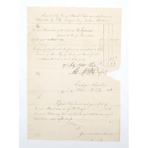 440 - An early-Victorian financial document, dated July 21st 1840 and addressed with a Penny Black stamp t... 