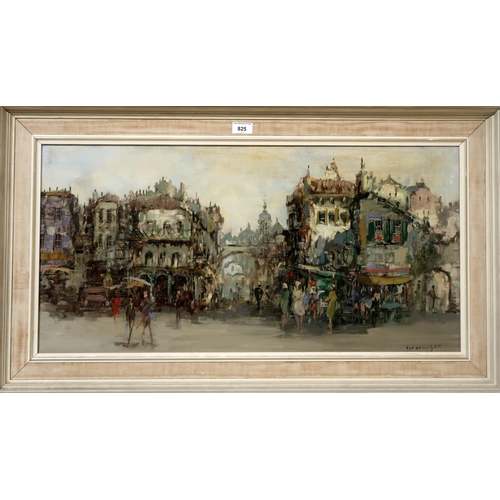 825 - THEODORUS VAN OORSCHOT (DUTCH 1910-1989)TOWN SQUAREOil on canvas, signed lower right, 40 x 78.5cmTit... 