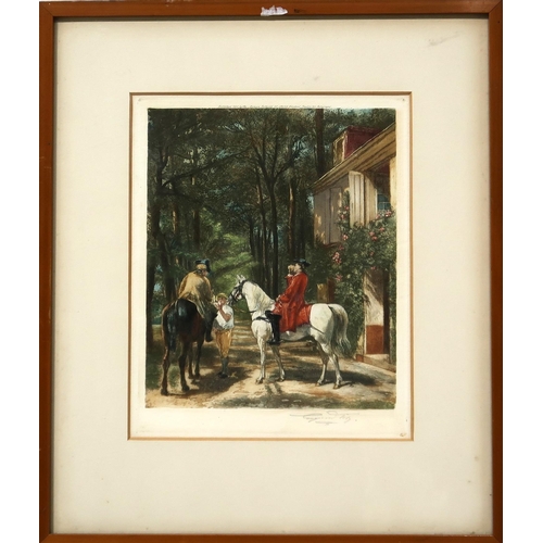 832 - EUGENE TILY (ENGLISH 1870-1950)AFTER L.L.E. MEISSONIERROADSIDE INNAquatint, signed lower right, 22 x... 