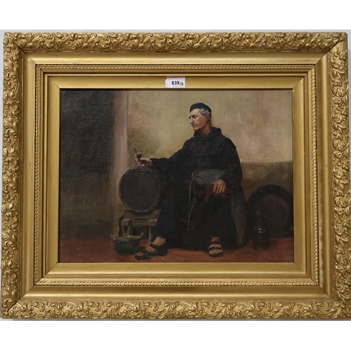 839 - SCOTTISH SCHOOLFRIAR WITH WINE BARRELLOil on canvas, 36 x 50cmTogether with 2 prints multiple (3)... 