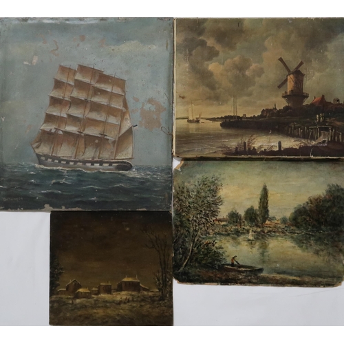 843 - A VARIOUS LOT OF UNFRAMED WORKSOils on board and a print, comprising V. Mathias, J.B and others (7)&... 