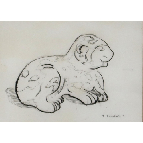 874 - KATERINE CAMERON RE RSW (SCOTTISH 1874-1975)LION DOG BRONZE A SKETCHPencil on paper, signed lower ri... 