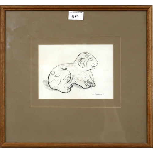 874 - KATERINE CAMERON RE RSW (SCOTTISH 1874-1975)LION DOG BRONZE A SKETCHPencil on paper, signed lower ri... 